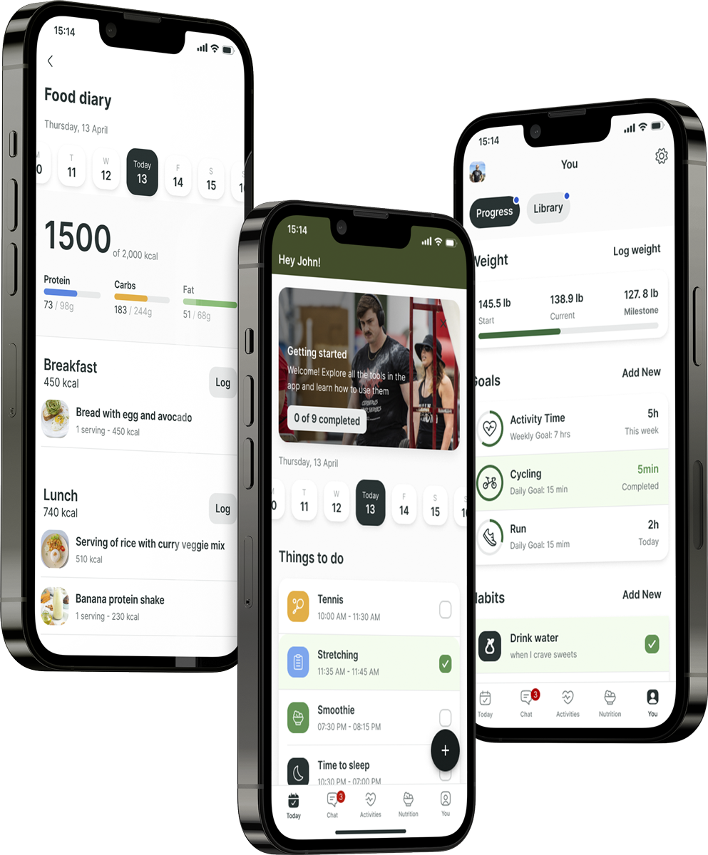 A mockup of the coaching app showcasing the features.